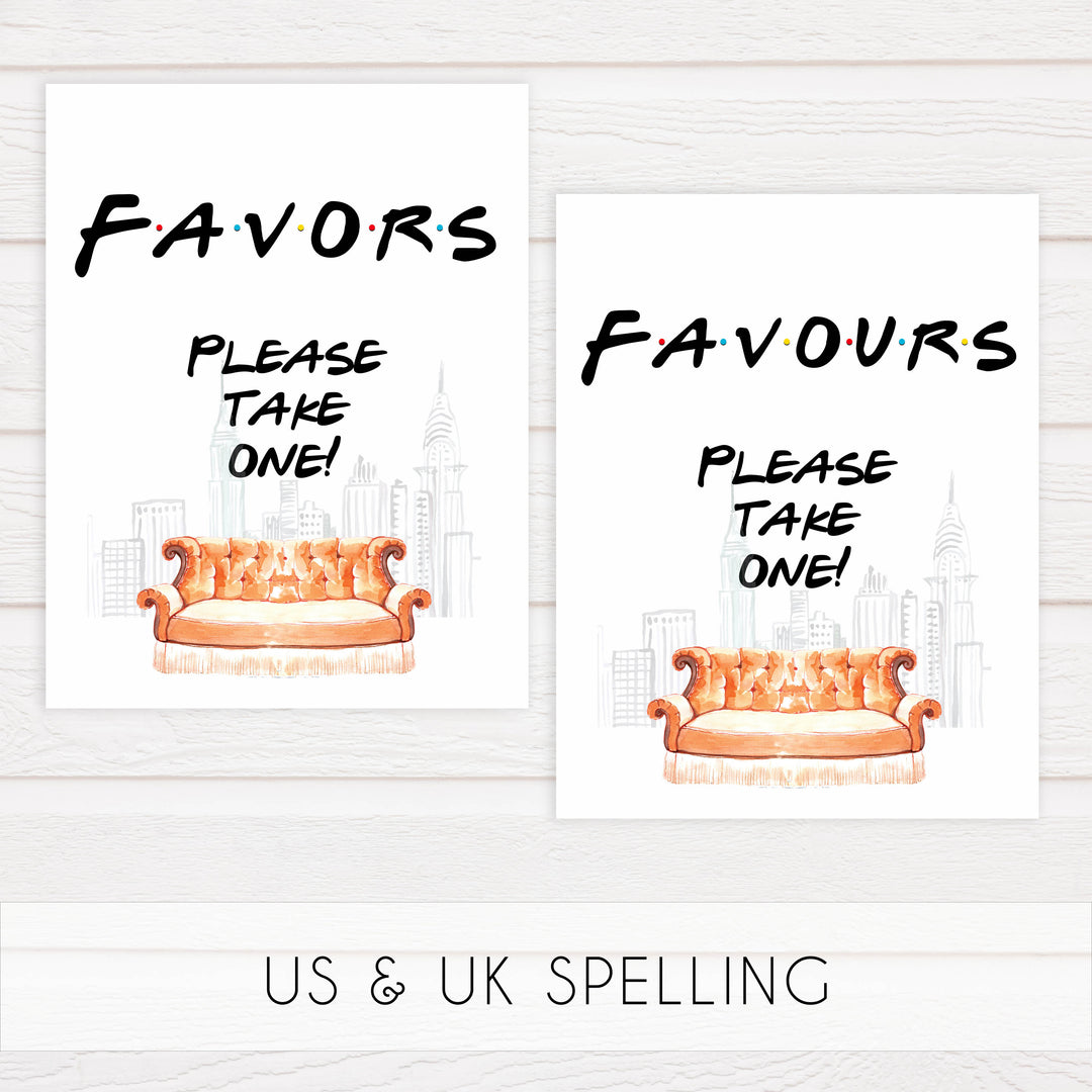 favors table sign, favors table decor, Printable bridal shower signs, friends bridal shower decor, friends bridal shower decor ideas, fun bridal shower decor, bridal shower game ideas, friends bridal shower ideas