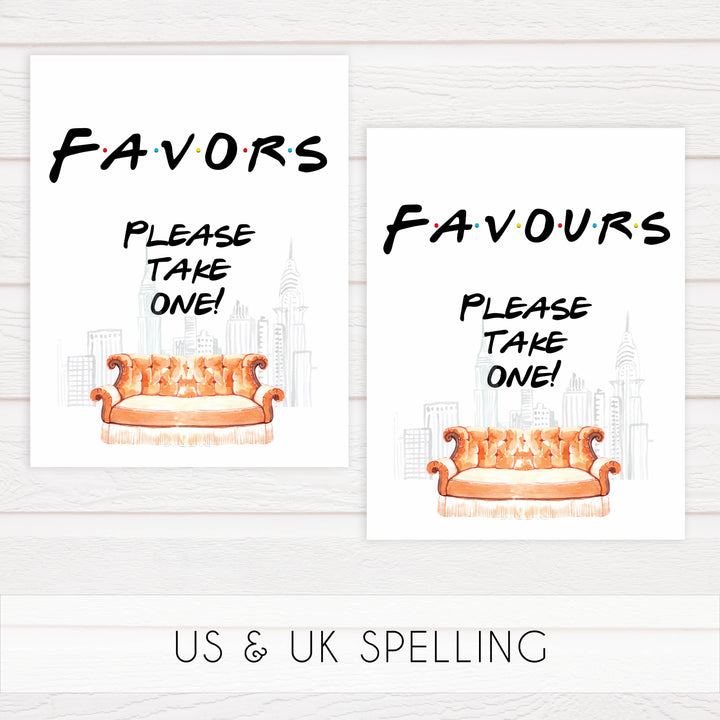 favors table sign, favors table decor, Printable bridal shower signs, friends bridal shower decor, friends bridal shower decor ideas, fun bridal shower decor, bridal shower game ideas, friends bridal shower ideas