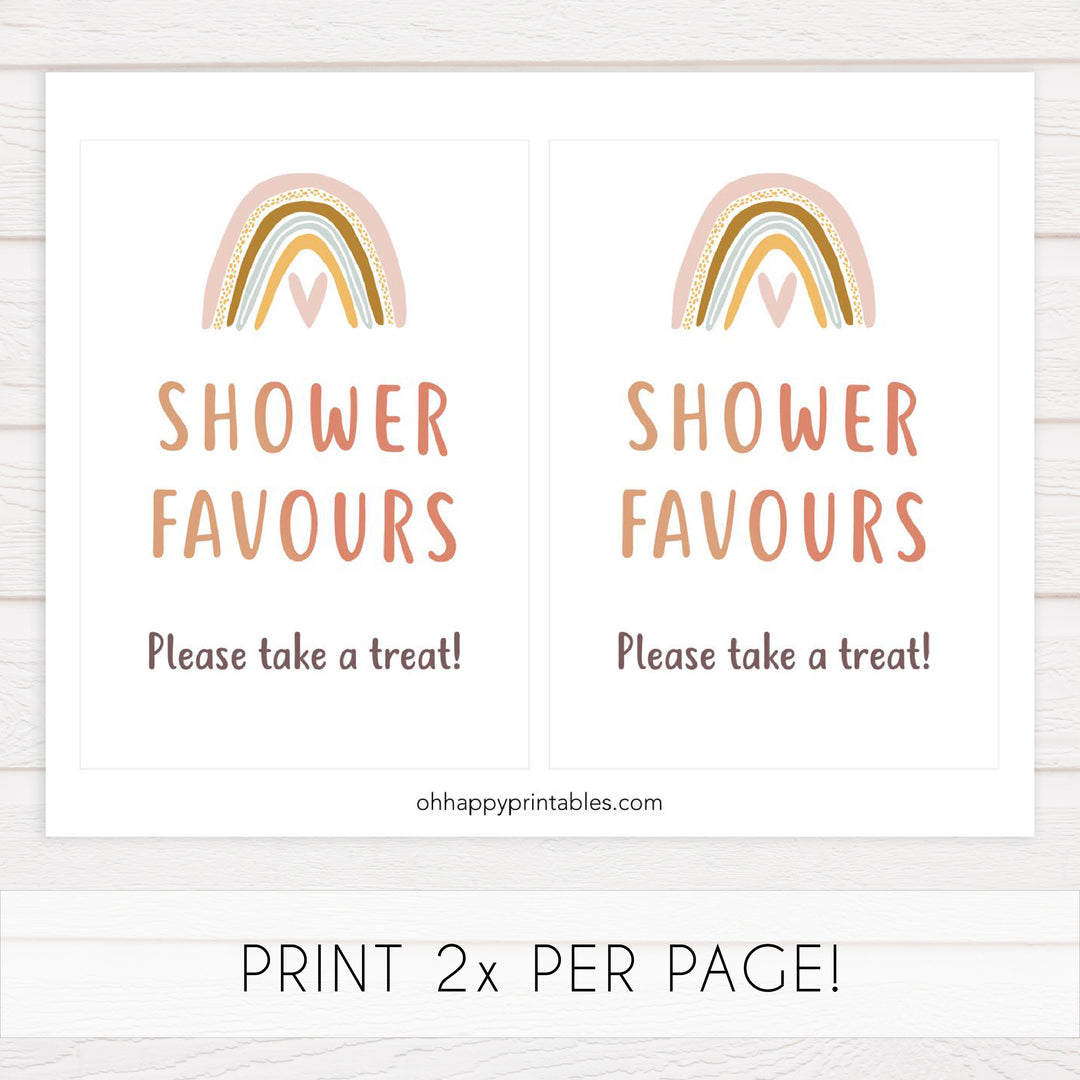 shower favors table sign, Boho rainbow baby decor, printable baby table signs, printable baby decor, baby boho rainbow table signs, fun baby signs, baby boho rainbow fun baby table signs