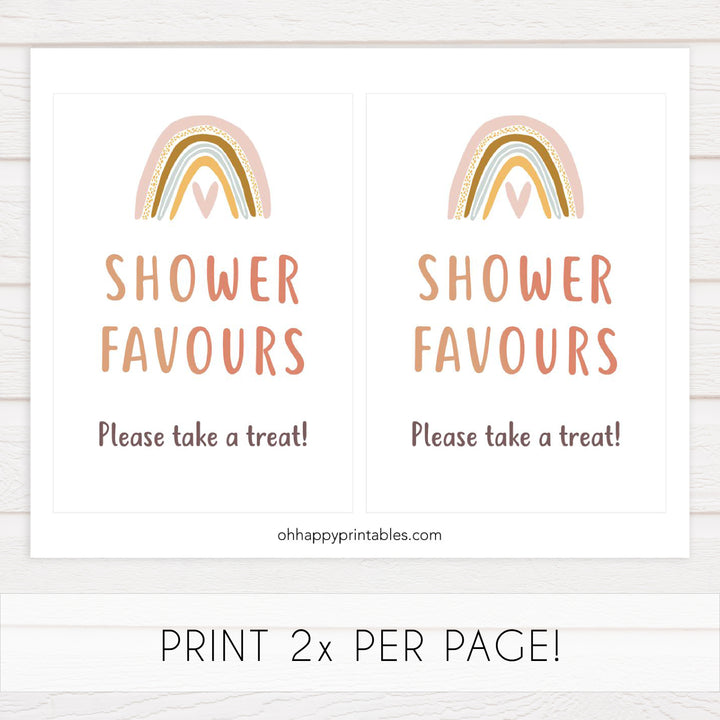 shower favors table sign, Boho rainbow baby decor, printable baby table signs, printable baby decor, baby boho rainbow table signs, fun baby signs, baby boho rainbow fun baby table signs