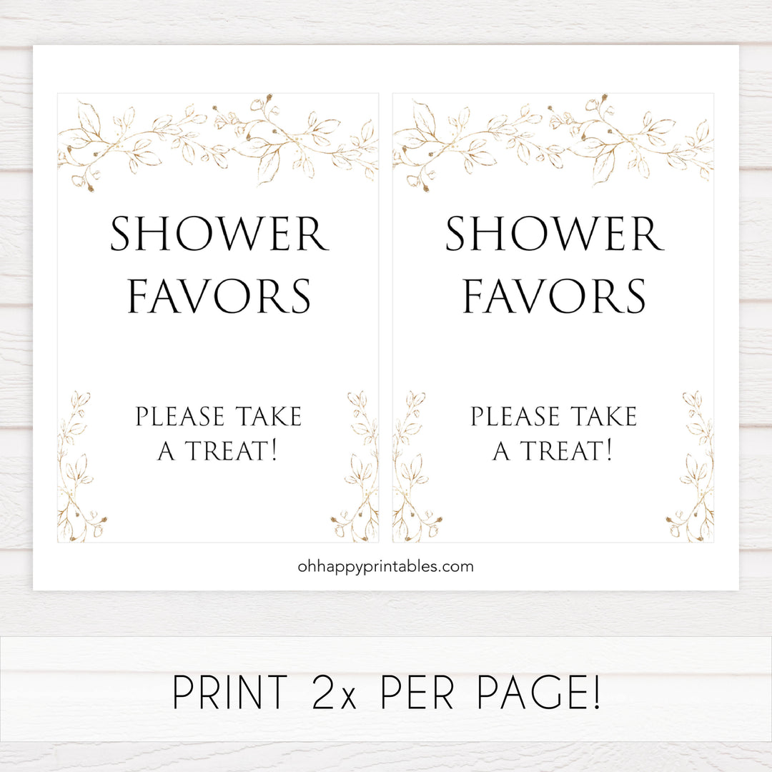 favors table signs, Gold leaf baby decor, printable baby table signs, printable baby decor, baby gold leaf table signs, fun baby signs, baby gold leaf fun baby table signs