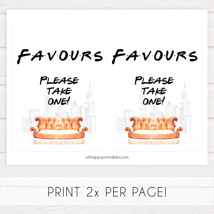 favors table sign, favors table decor, Printable bridal shower signs, friends bridal shower decor, friends bridal shower decor ideas, fun bridal shower decor, bridal shower game ideas, friends bridal shower ideas
