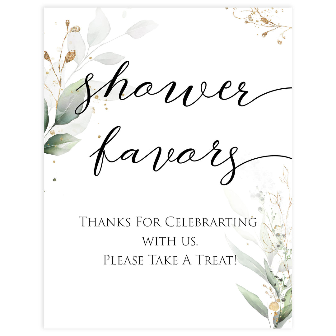 Gold green leaf baby signs, shower favors, baby shower favours,  printable baby shower decor, fun baby signs, top baby games to play, gold leaf baby shower decor, greenery baby shower ideas