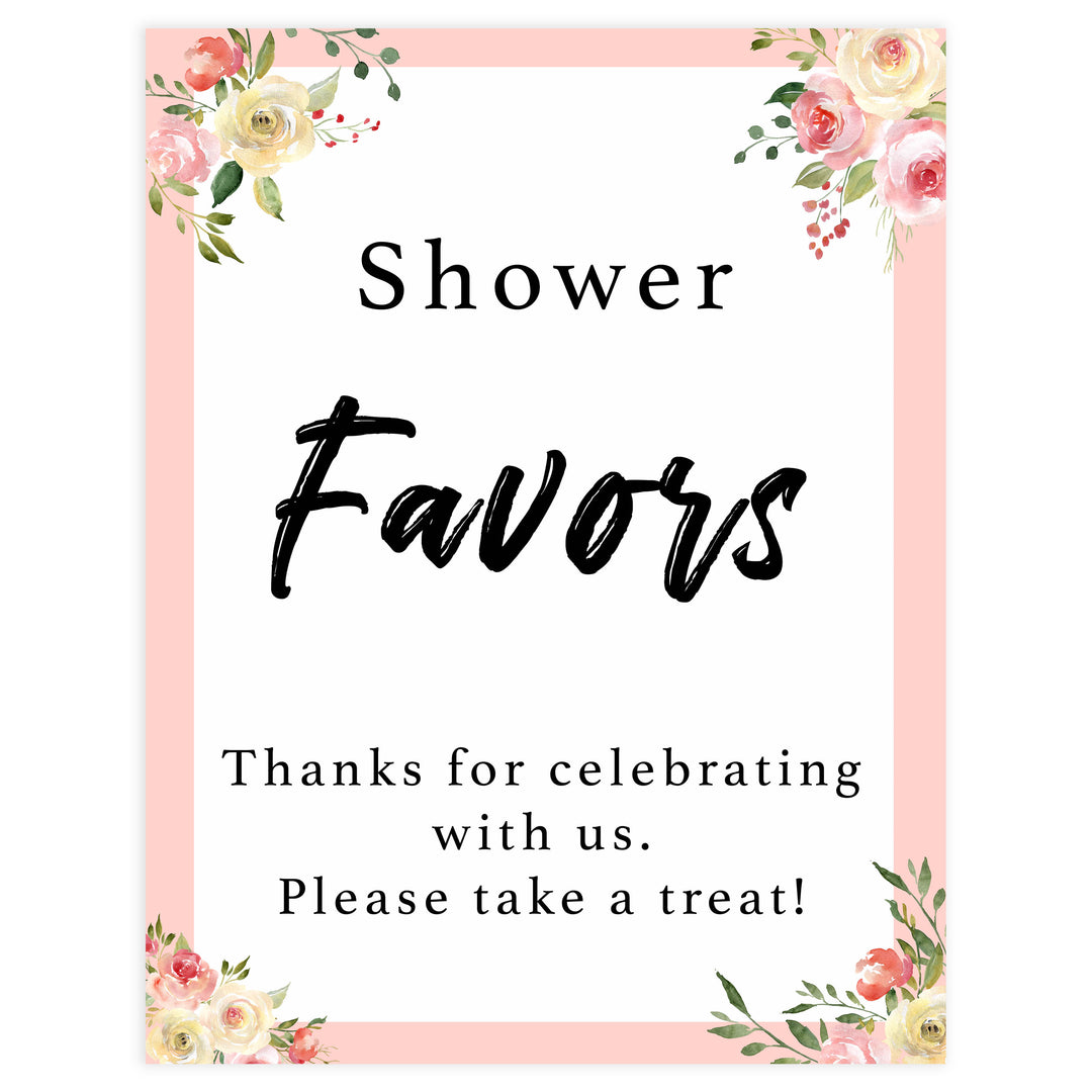 favors baby signs, favors baby table decor, Spring floral baby decor, printable baby table signs, printable baby decor, floral table signs, fun baby signs, fun baby table signs