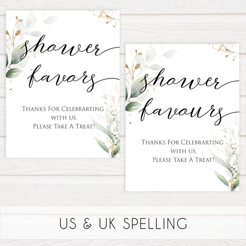 Gold green leaf baby signs, baby signs bundle, printable baby shower decor, fun baby signs, top baby games to play, gold leaf baby shower decor, greenery baby shower ideas