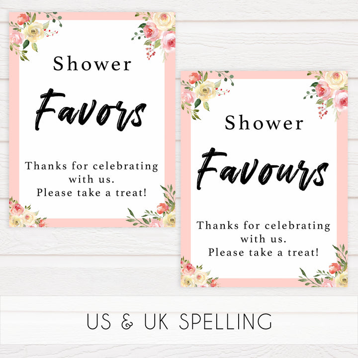 favors baby signs, favors baby table decor, Spring floral baby decor, printable baby table signs, printable baby decor, floral table signs, fun baby signs, fun baby table signs