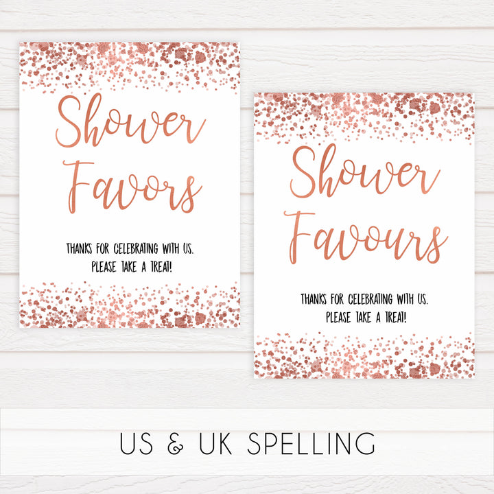 baby favors table sign, baby favors signs, Rose gold baby decor, printable baby table signs, printable baby decor, rose gold table signs, fun baby signs, rose gold fun baby table signs