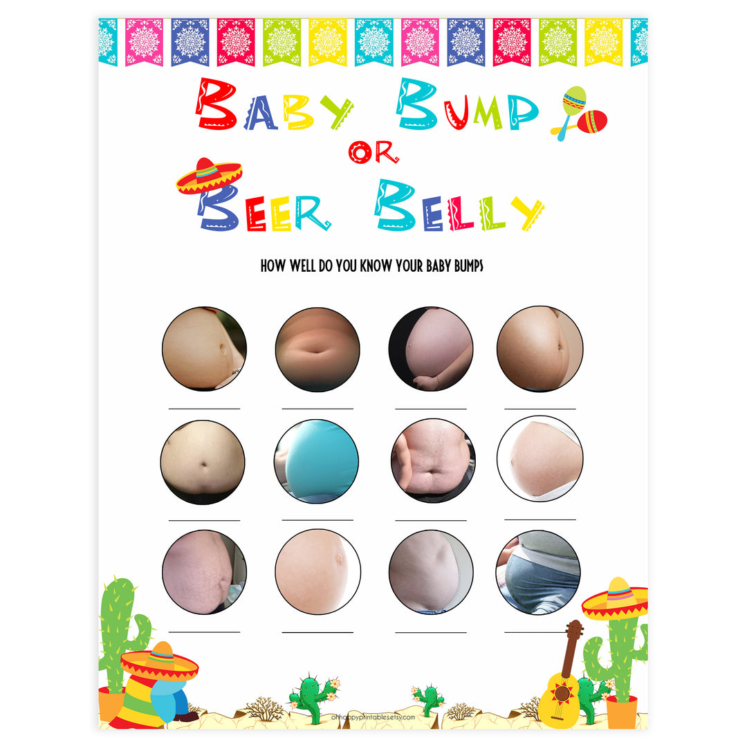 baby bump or beer belly game, Printable baby shower games, Mexican fiesta fun baby games, baby shower games, fun baby shower ideas, top baby shower ideas, fiesta shower baby shower, fiesta baby shower ideas