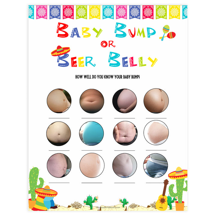 baby bump or beer belly game, Printable baby shower games, Mexican fiesta fun baby games, baby shower games, fun baby shower ideas, top baby shower ideas, fiesta shower baby shower, fiesta baby shower ideas