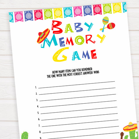 baby memory game, Printable baby shower games, Mexican fiesta fun baby games, baby shower games, fun baby shower ideas, top baby shower ideas, fiesta shower baby shower, fiesta baby shower ideas