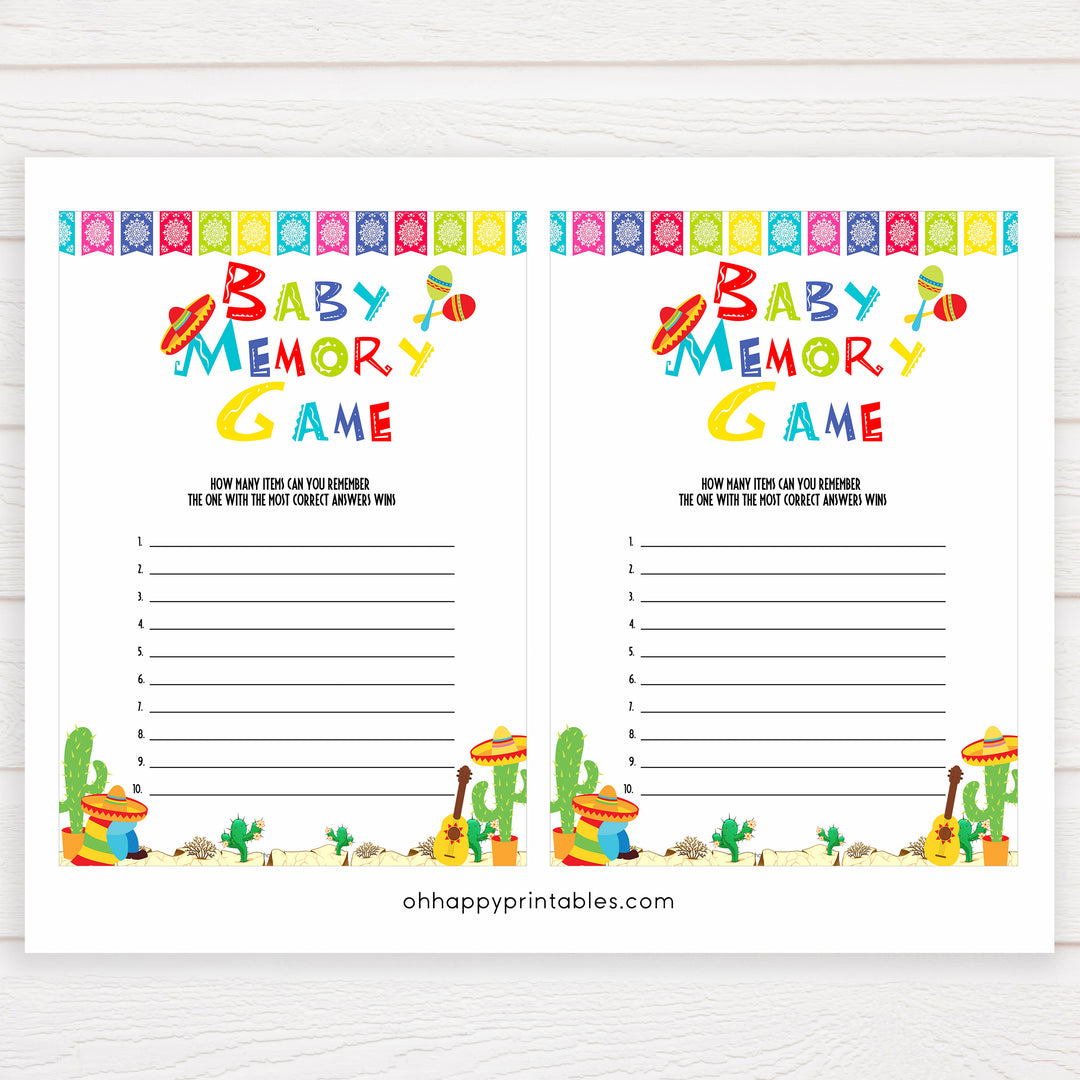 baby memory game, Printable baby shower games, Mexican fiesta fun baby games, baby shower games, fun baby shower ideas, top baby shower ideas, fiesta shower baby shower, fiesta baby shower ideas