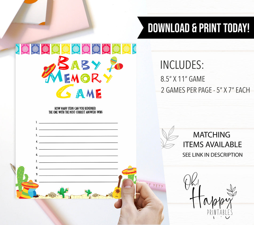 baby memory game, Printable baby shower games, Mexican fiesta fun baby games, baby shower games, fun baby shower ideas, top baby shower ideas, fiesta shower baby shower, fiesta baby shower ideas