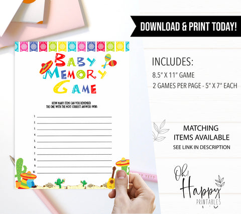 baby memory game, Printable baby shower games, Mexican fiesta fun baby games, baby shower games, fun baby shower ideas, top baby shower ideas, fiesta shower baby shower, fiesta baby shower ideas