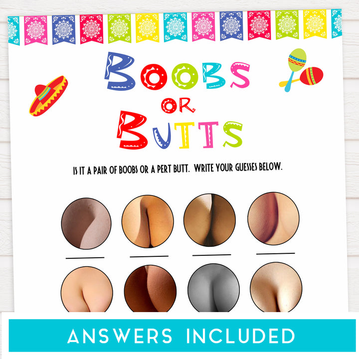 boobs or butts game, Printable baby shower games, Mexican fiesta fun baby games, baby shower games, fun baby shower ideas, top baby shower ideas, fiesta shower baby shower, fiesta baby shower ideas