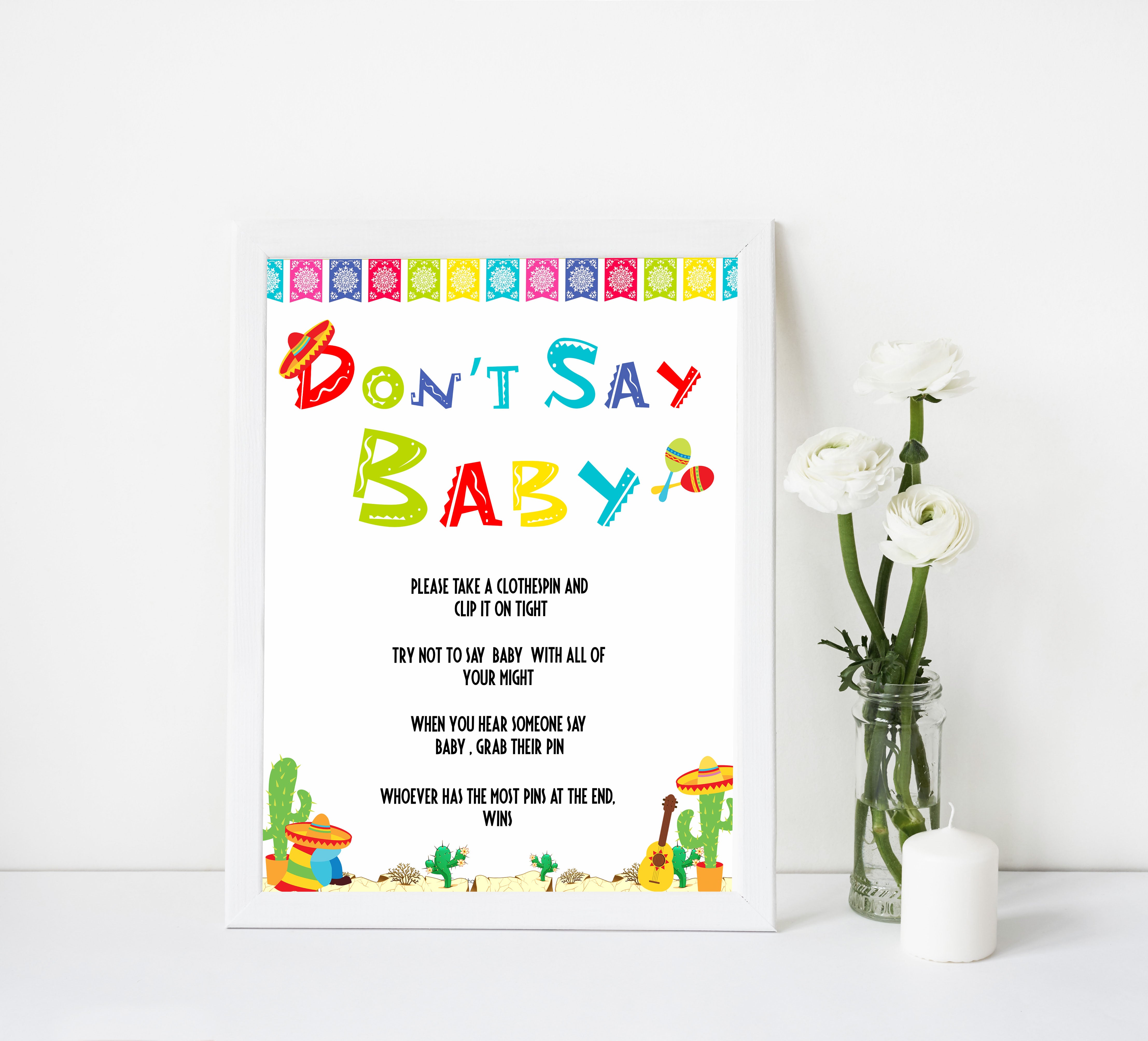 dont say baby game, Printable baby shower games, Mexican fiesta fun baby games, baby shower games, fun baby shower ideas, top baby shower ideas, fiesta shower baby shower, fiesta baby shower ideas
