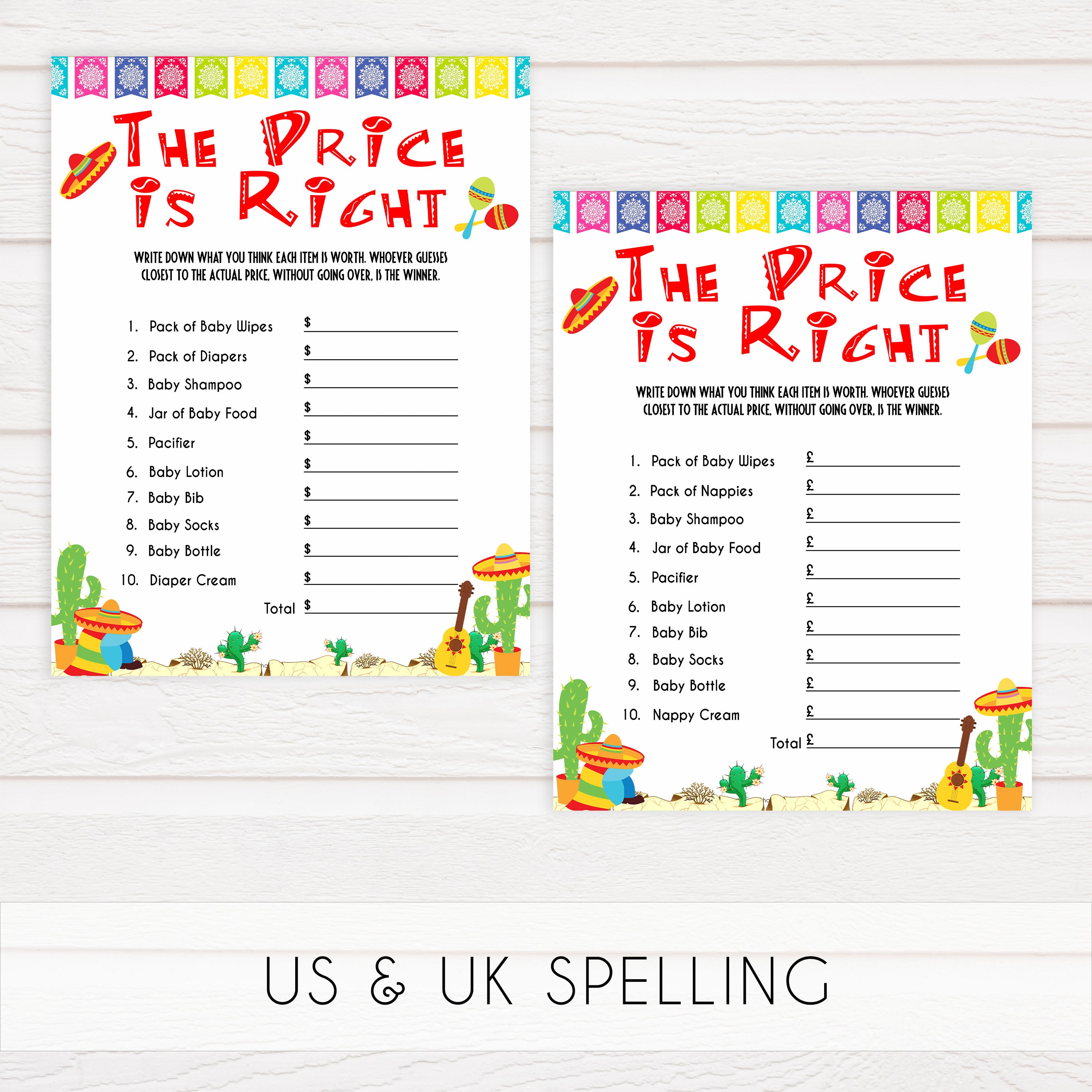 the price is right baby game, Printable baby shower games, Mexican fiesta fun baby games, baby shower games, fun baby shower ideas, top baby shower ideas, fiesta shower baby shower, fiesta baby shower ideas