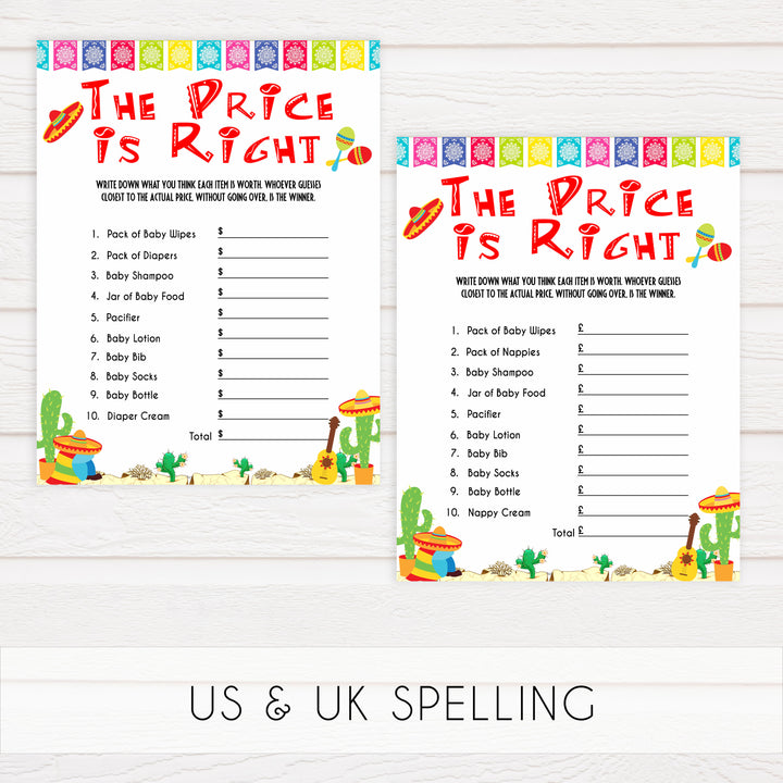 the price is right baby game, Printable baby shower games, Mexican fiesta fun baby games, baby shower games, fun baby shower ideas, top baby shower ideas, fiesta shower baby shower, fiesta baby shower ideas