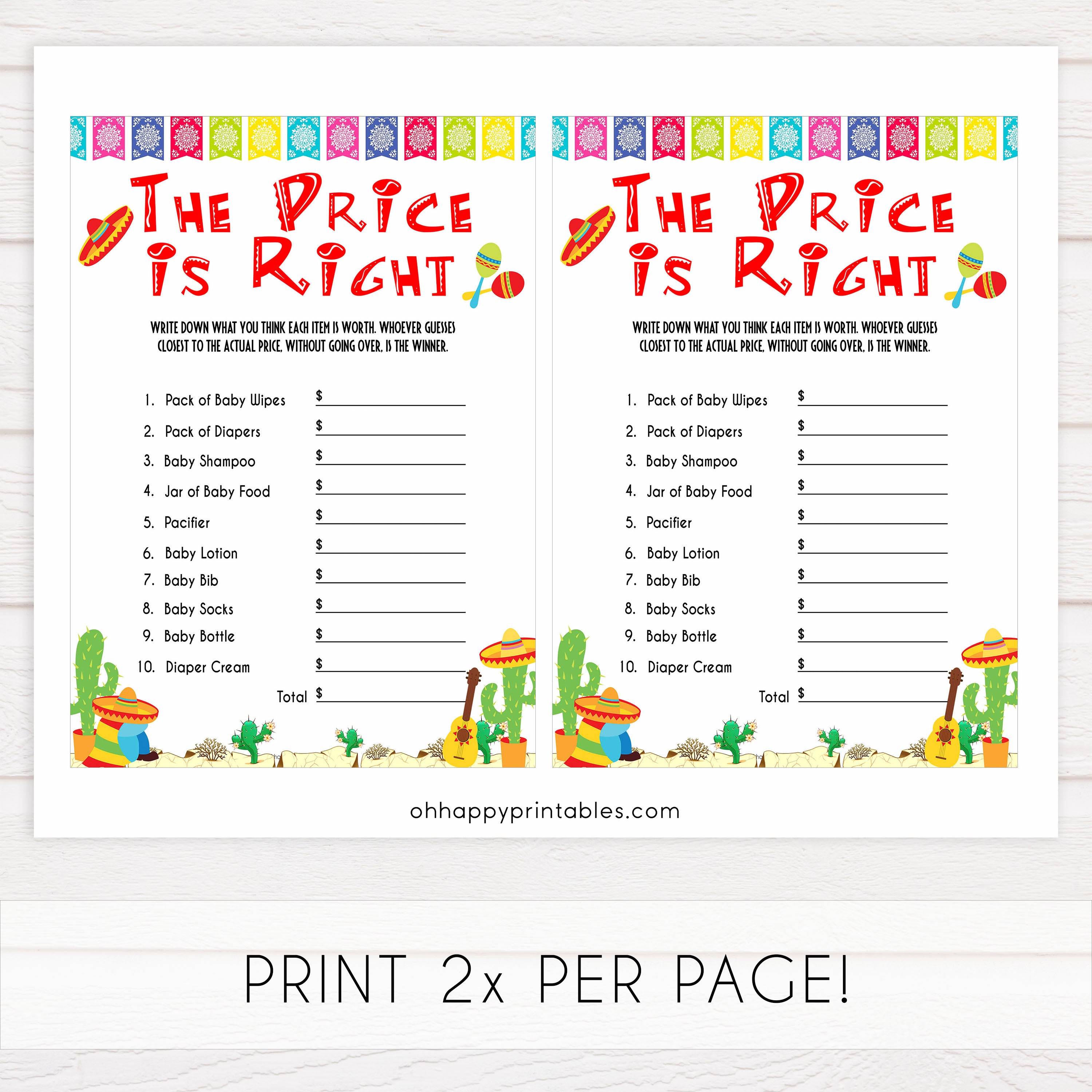 the price is right baby game, Printable baby shower games, Mexican fiesta fun baby games, baby shower games, fun baby shower ideas, top baby shower ideas, fiesta shower baby shower, fiesta baby shower ideas