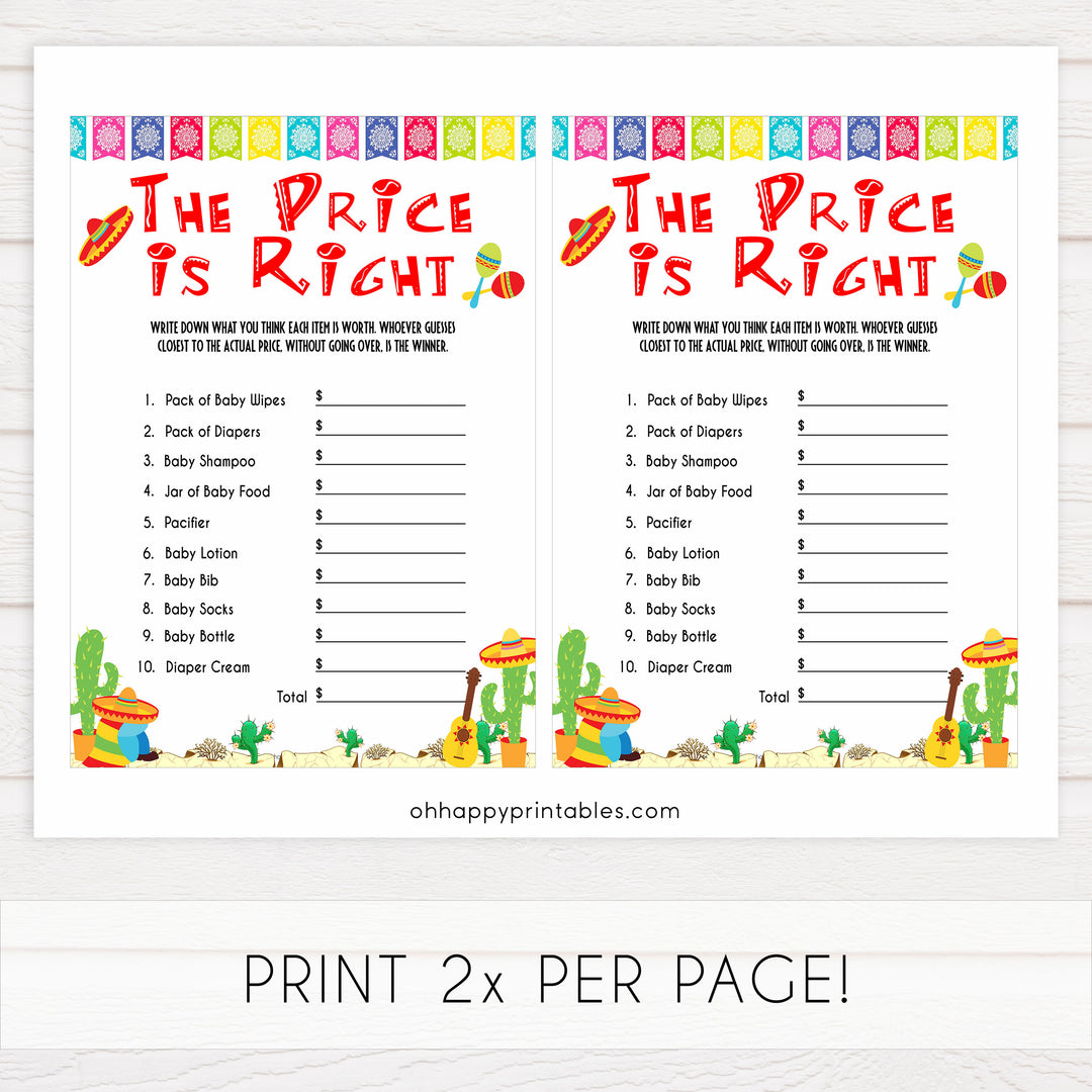 the price is right baby game, Printable baby shower games, Mexican fiesta fun baby games, baby shower games, fun baby shower ideas, top baby shower ideas, fiesta shower baby shower, fiesta baby shower ideas