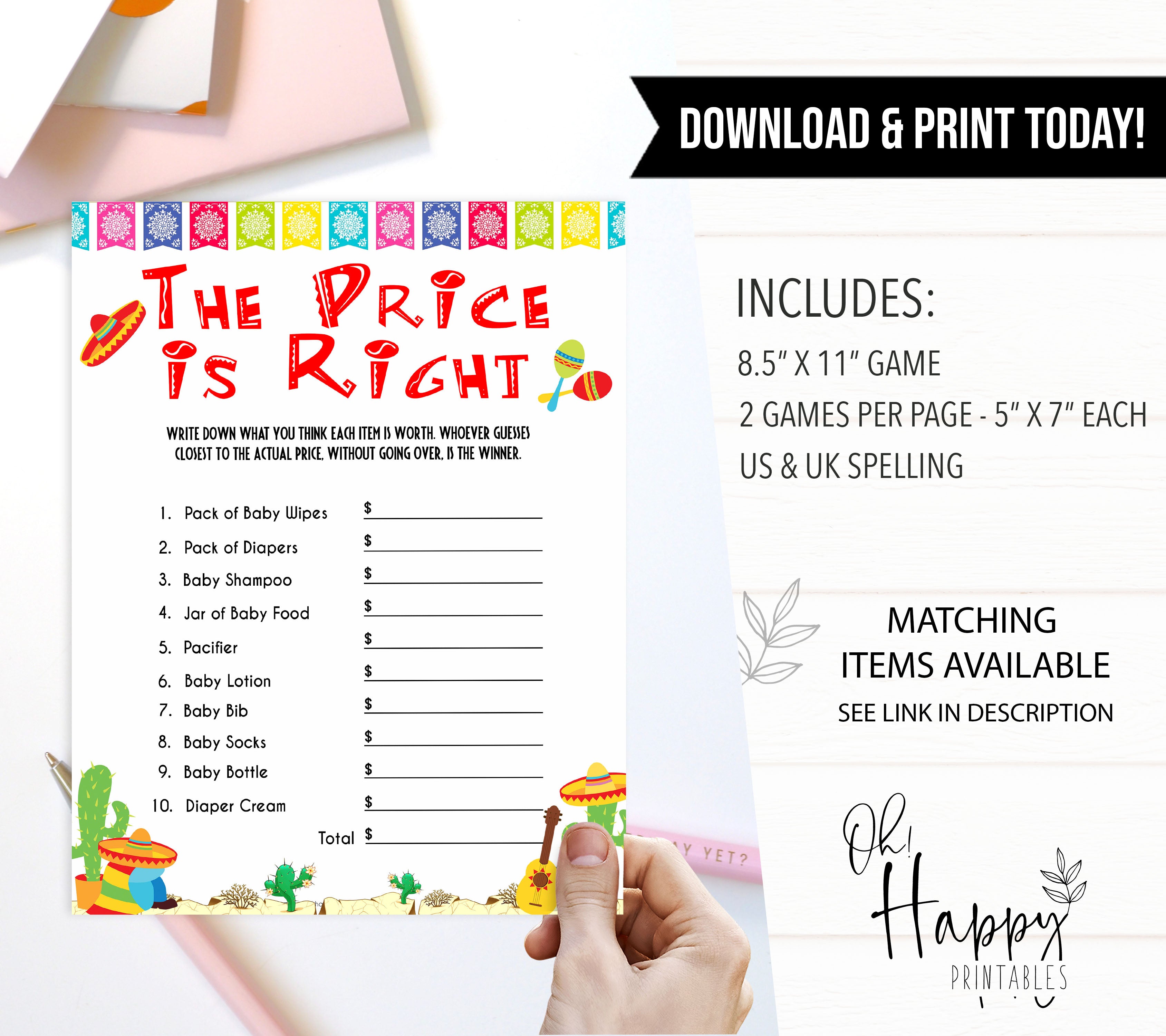 the price is right baby game, Printable baby shower games, Mexican fiesta fun baby games, baby shower games, fun baby shower ideas, top baby shower ideas, fiesta shower baby shower, fiesta baby shower ideas