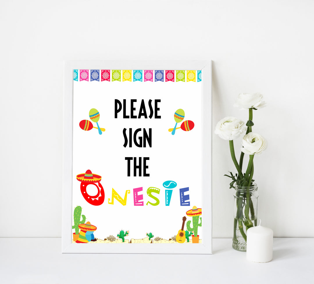 please sign the onesie game, Printable baby shower games, Mexican fiesta fun baby games, baby shower games, fun baby shower ideas, top baby shower ideas, fiesta shower baby shower, fiesta baby shower ideas