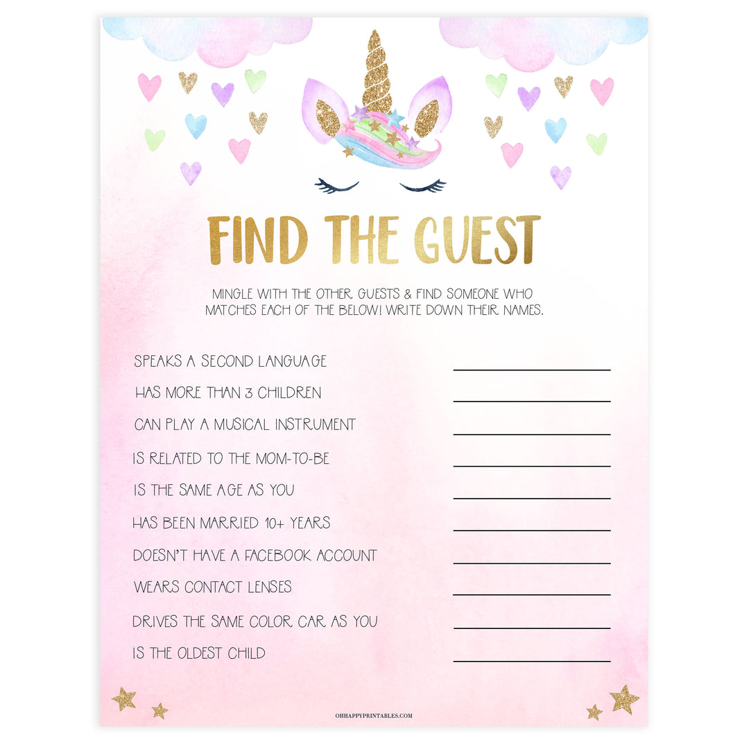 find the guest baby games, Printable baby shower games, unicorn baby games, baby shower games, fun baby shower ideas, top baby shower ideas, unicorn baby shower, baby shower games, fun unicorn baby shower ideas