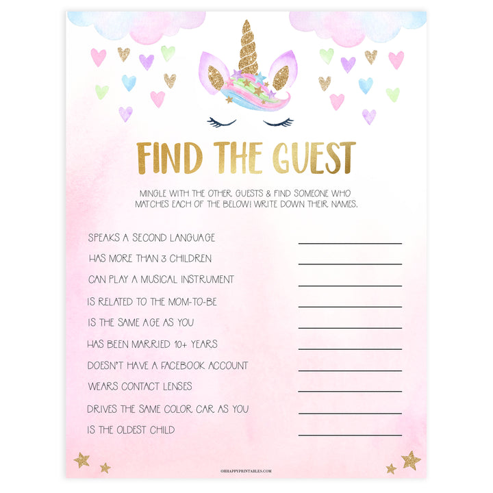 find the guest baby games, Printable baby shower games, unicorn baby games, baby shower games, fun baby shower ideas, top baby shower ideas, unicorn baby shower, baby shower games, fun unicorn baby shower ideas