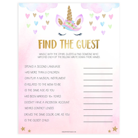 find the guest baby games, Printable baby shower games, unicorn baby games, baby shower games, fun baby shower ideas, top baby shower ideas, unicorn baby shower, baby shower games, fun unicorn baby shower ideas