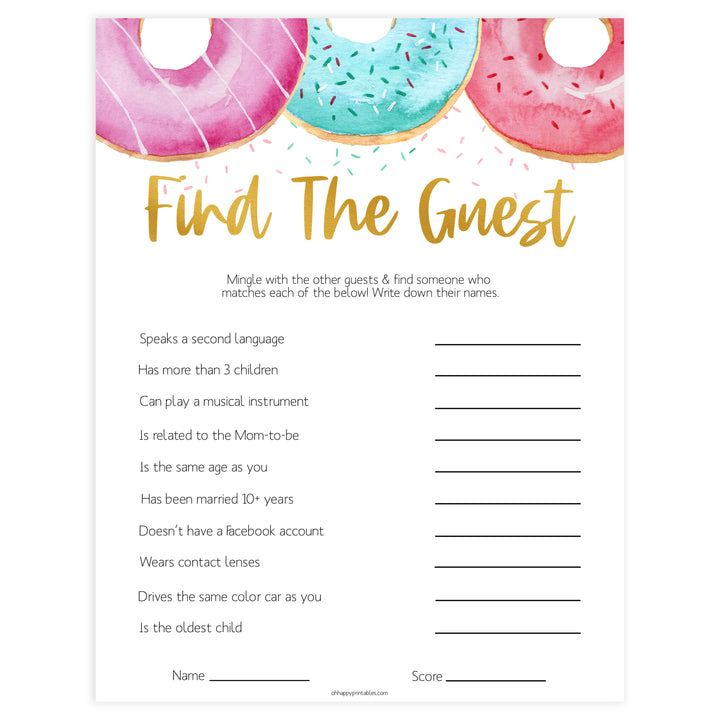 editable baby games, find the guest baby shower game, Printable baby shower games, donut baby games, baby shower games, fun baby shower ideas, top baby shower ideas, donut sprinkles baby shower, baby shower games, fun donut baby shower ideas