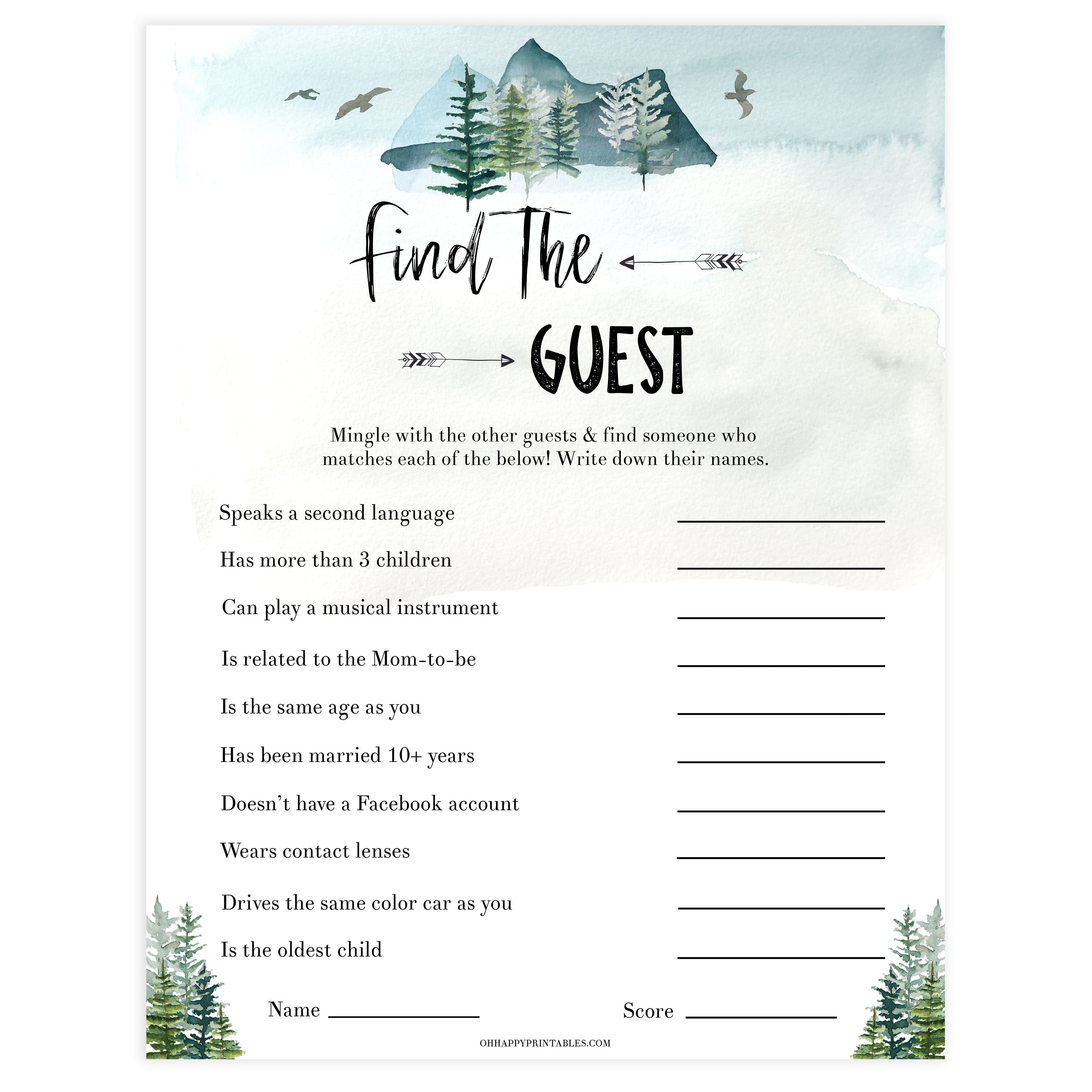 Editable find the guest baby game, Printable baby shower games, adventure awaits baby games, baby shower games, fun baby shower ideas, top baby shower ideas, adventure awaits baby shower, baby shower games, fun adventure baby shower ideas