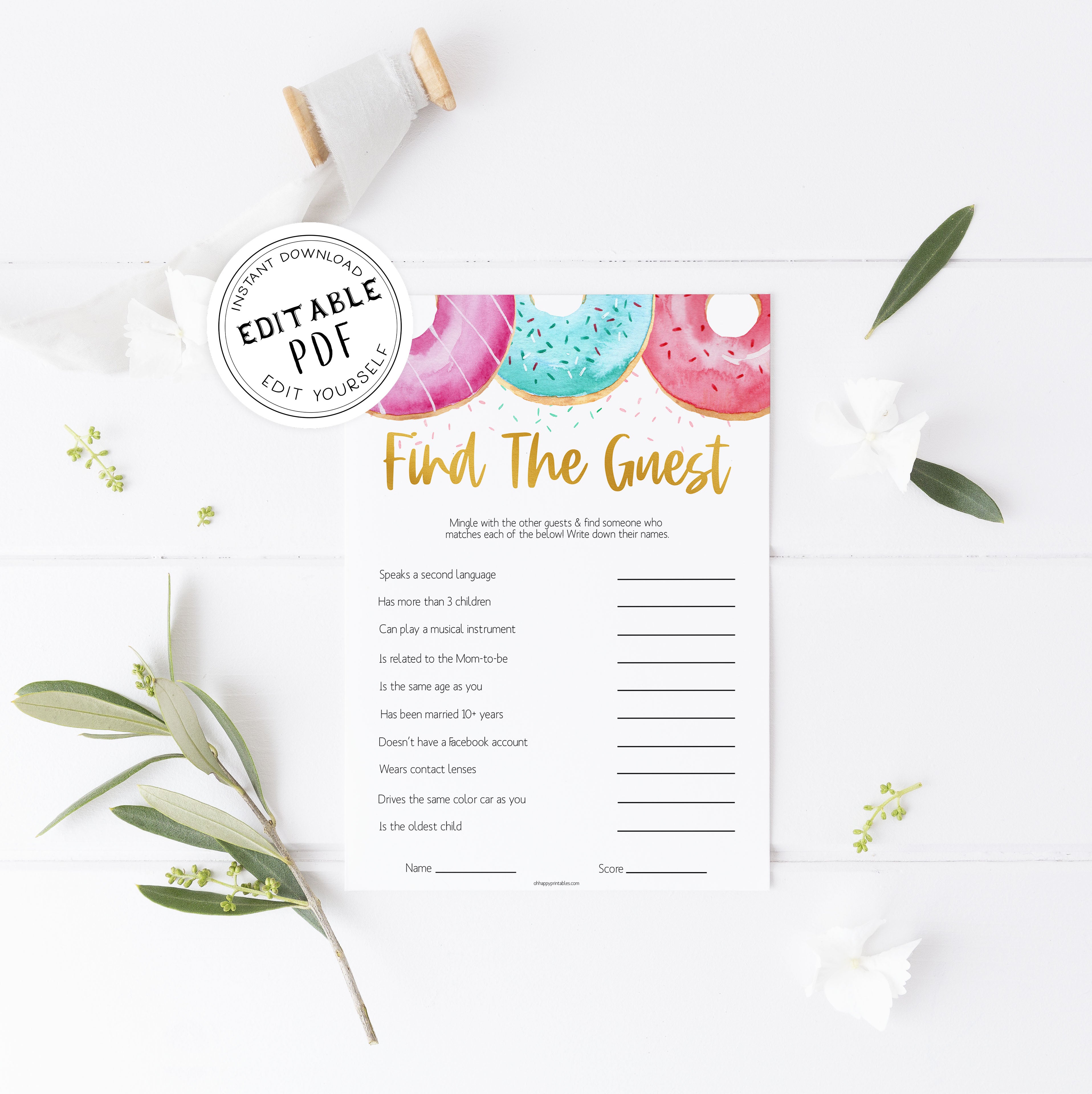 editable baby games, find the guest baby shower game, Printable baby shower games, donut baby games, baby shower games, fun baby shower ideas, top baby shower ideas, donut sprinkles baby shower, baby shower games, fun donut baby shower ideas