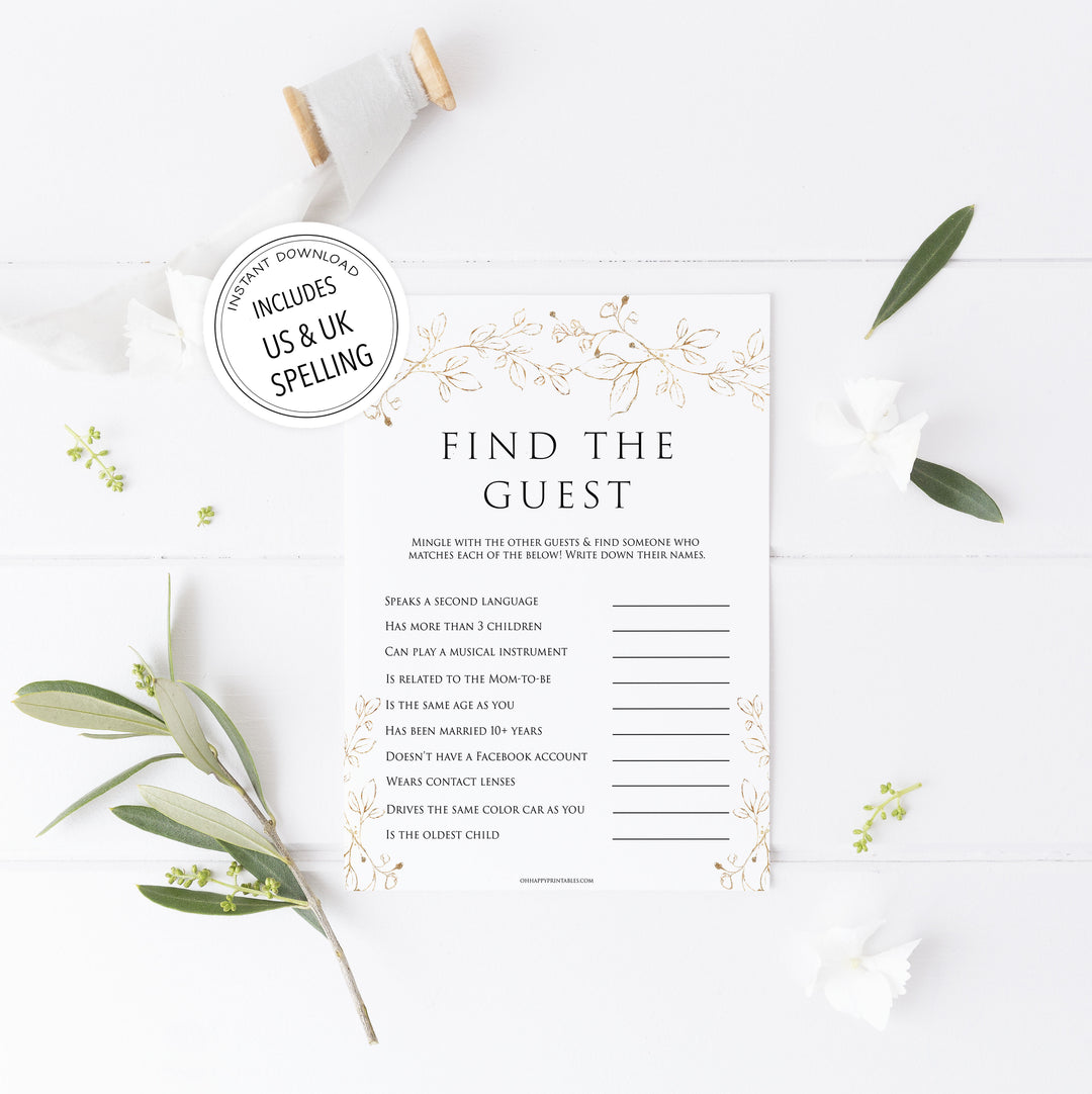find the guest baby game, Printable baby shower games, gold leaf baby games, baby shower games, fun baby shower ideas, top baby shower ideas, gold leaf baby shower, baby shower games, fun gold leaf baby shower ideas