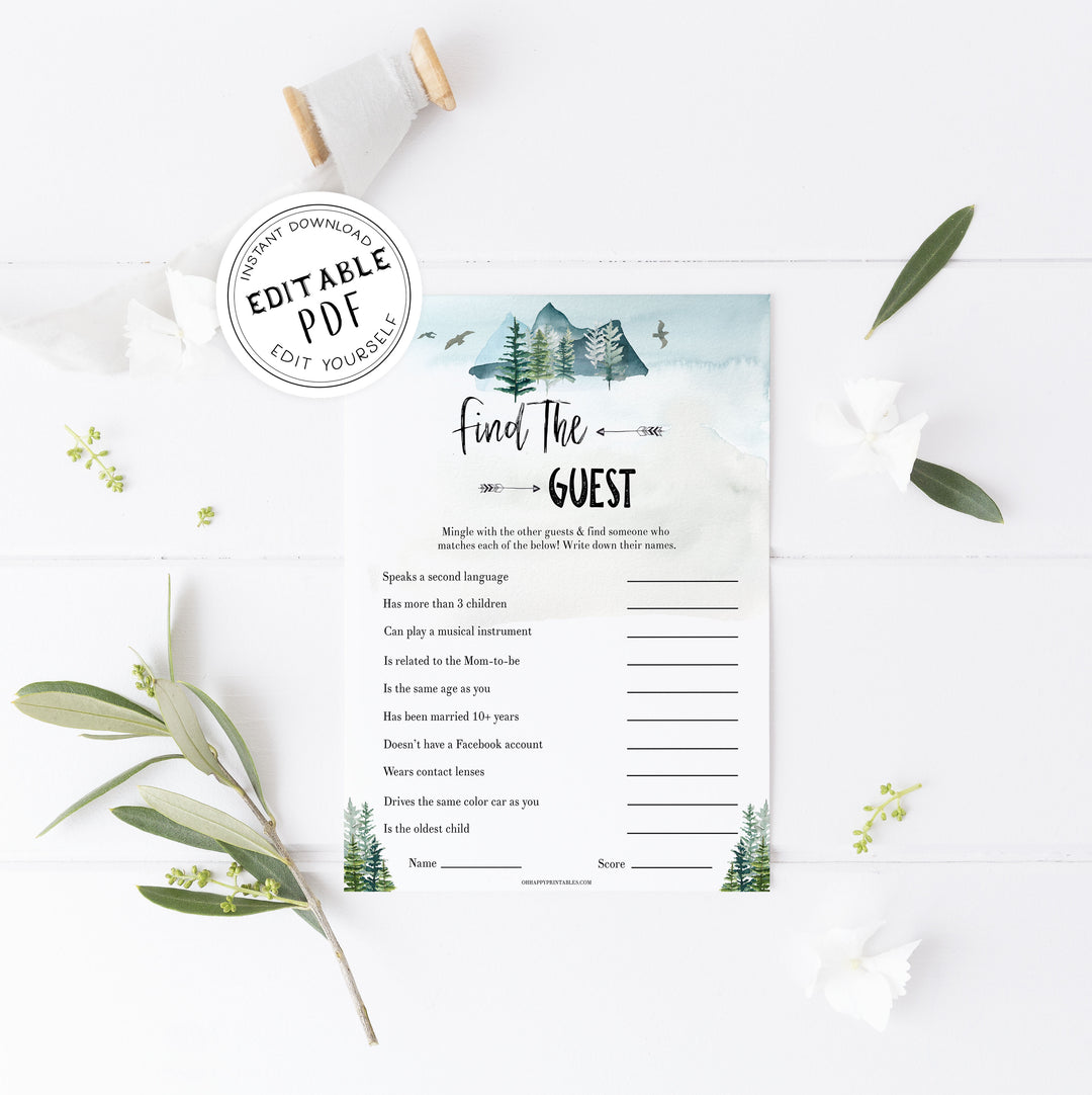 Editable find the guest baby game, Printable baby shower games, adventure awaits baby games, baby shower games, fun baby shower ideas, top baby shower ideas, adventure awaits baby shower, baby shower games, fun adventure baby shower ideas