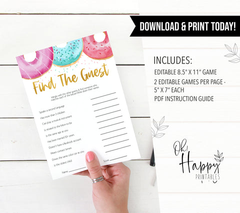 editable baby games, find the guest baby shower game, Printable baby shower games, donut baby games, baby shower games, fun baby shower ideas, top baby shower ideas, donut sprinkles baby shower, baby shower games, fun donut baby shower ideas