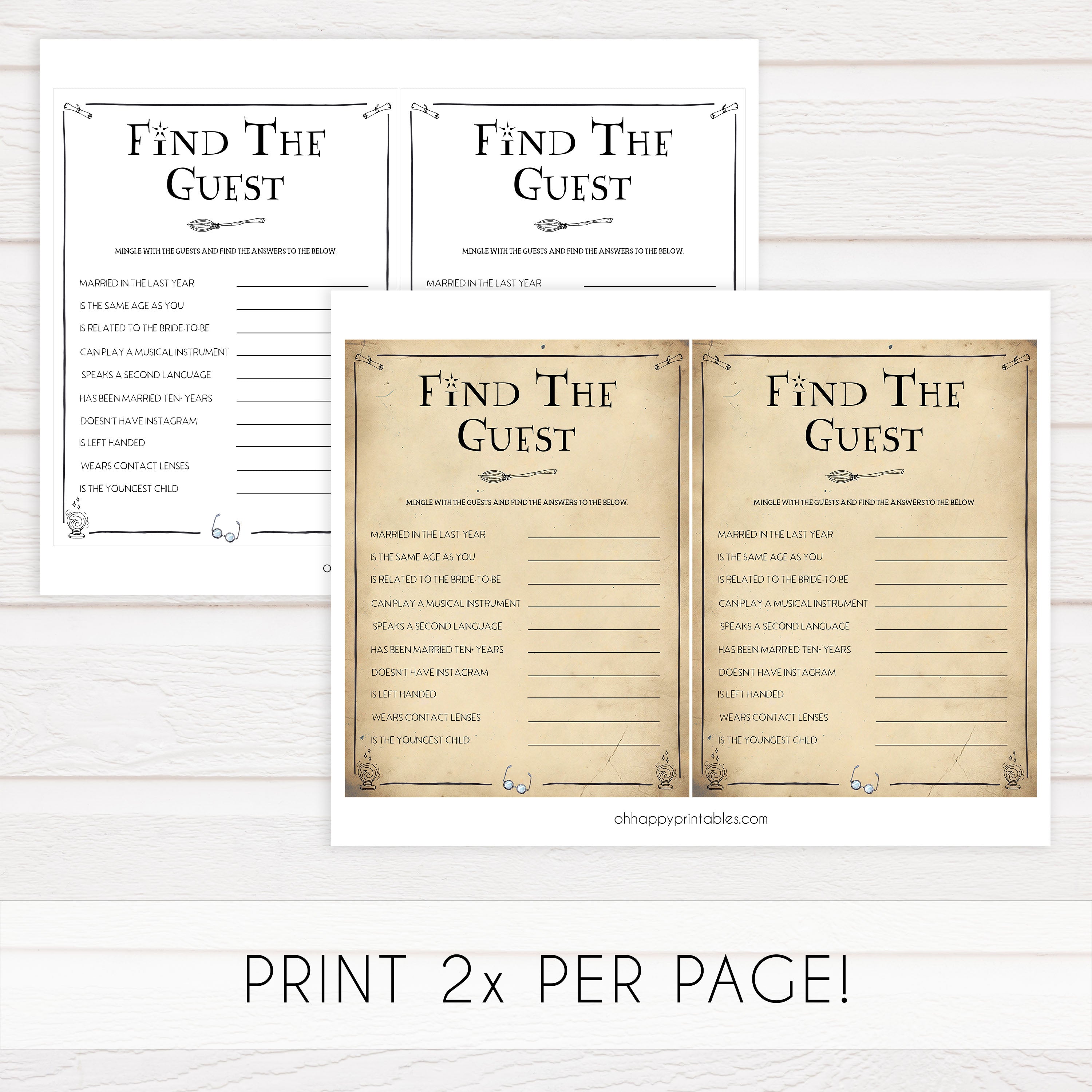 find the guest bridal game, bridal find the guest game,  Printable bridal shower games, Harry potter bridal shower, Harry Potter bridal shower games, fun bridal shower games, bridal shower game ideas, Harry Potter bridal shower