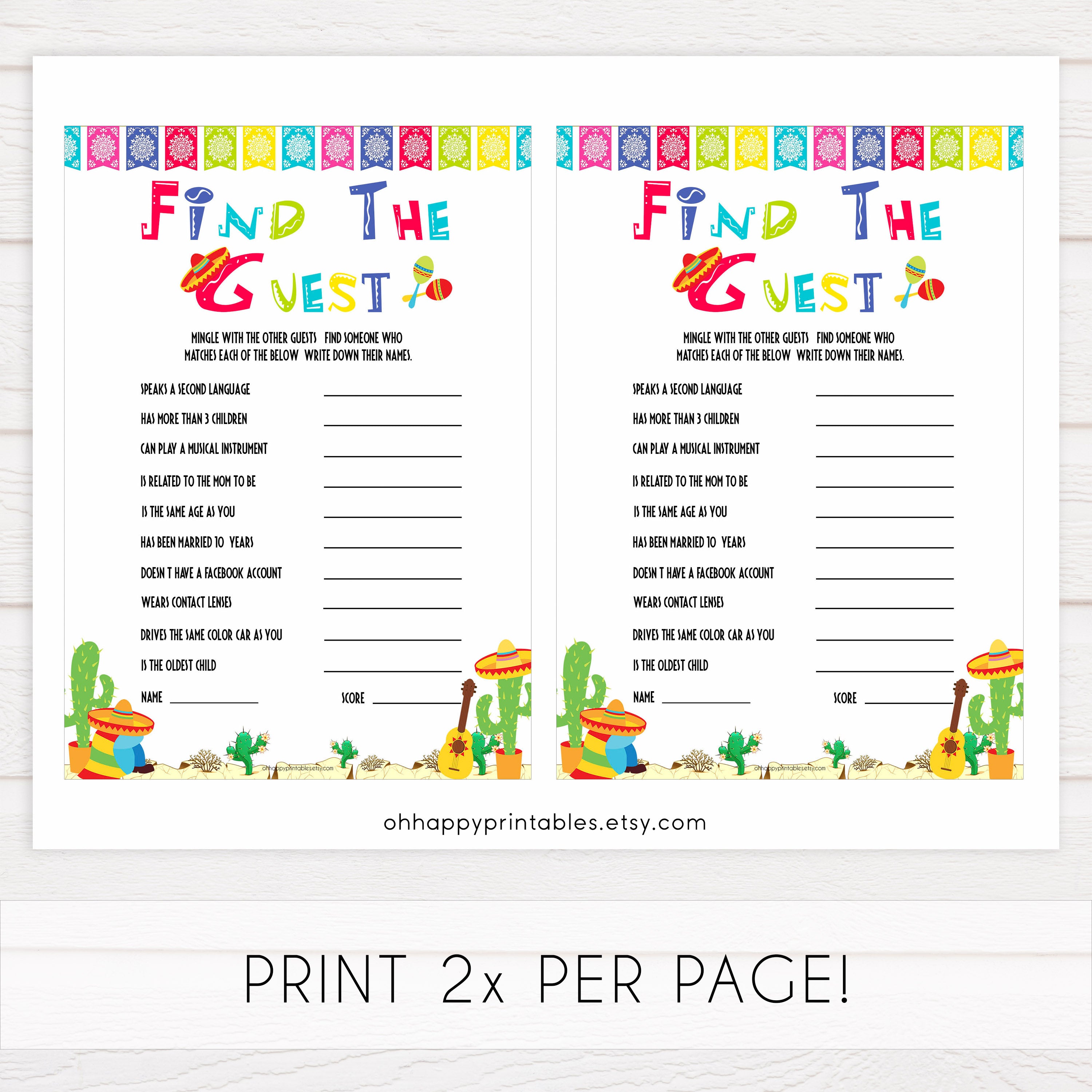 find the guest baby game, Printable baby shower games, Mexican fiesta fun baby games, baby shower games, fun baby shower ideas, top baby shower ideas, fiesta shower baby shower, fiesta baby shower ideas