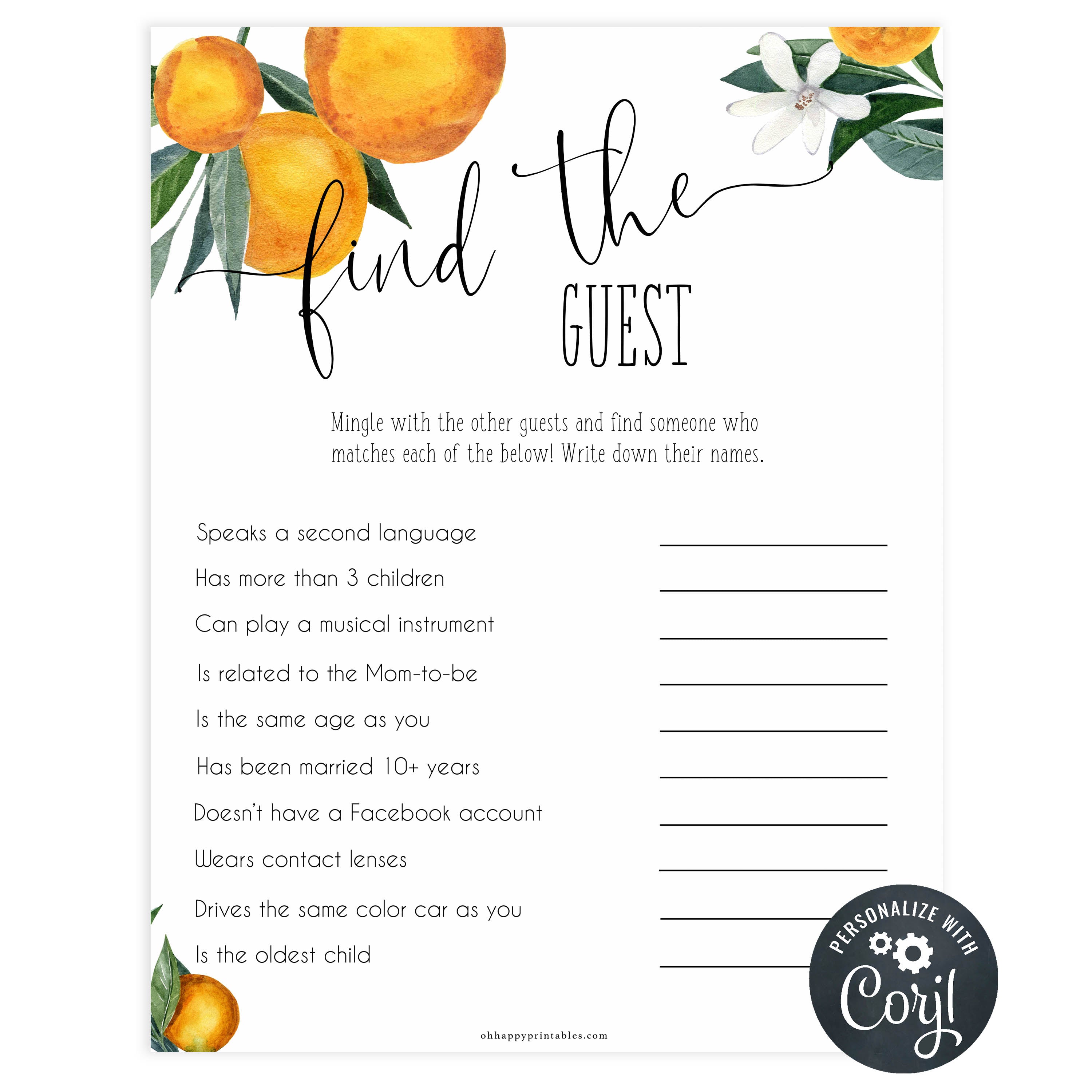 find the guest baby shower game, Printable baby shower games, little cutie baby games, baby shower games, fun baby shower ideas, top baby shower ideas, little cutie baby shower, baby shower games, fun little cutie baby shower ideas, citrus baby shower games, citrus baby shower, orange baby shower