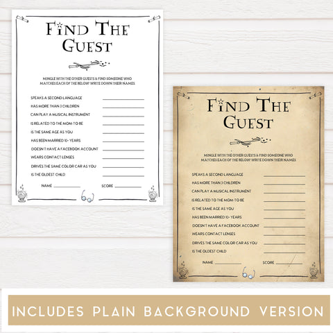 find the guest baby game, Wizard baby shower games, printable baby shower games, Harry Potter baby games, Harry Potter baby shower, fun baby shower games,  fun baby ideas