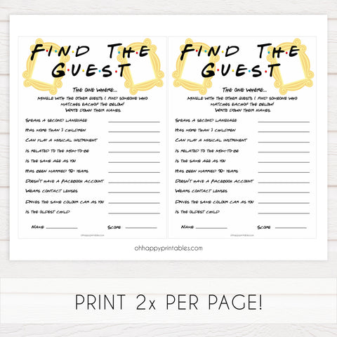 baby find the guest, Printable baby shower games, friends fun baby games, baby shower games, fun baby shower ideas, top baby shower ideas, friends baby shower, friends baby shower ideas
