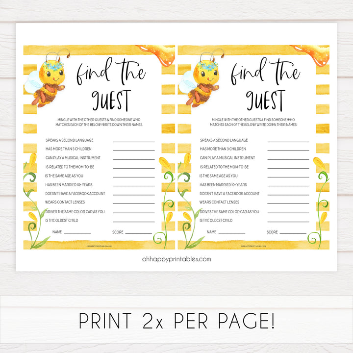 find the guest baby game, Printable baby shower games, mommy bee fun baby games, baby shower games, fun baby shower ideas, top baby shower ideas, mommy to bee baby shower, friends baby shower ideas