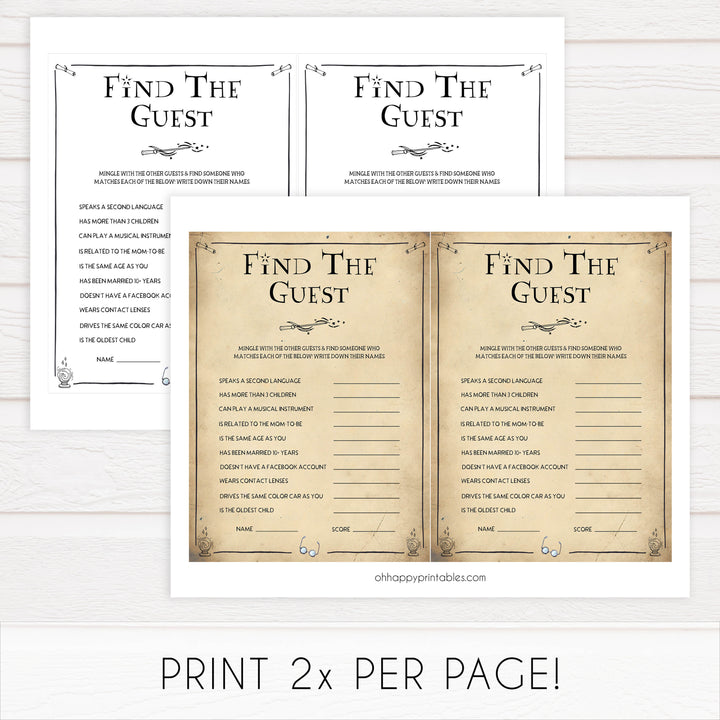 find the guest baby game, Wizard baby shower games, printable baby shower games, Harry Potter baby games, Harry Potter baby shower, fun baby shower games,  fun baby ideas