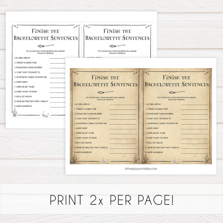 finish the bachelorette sentences game, Printable bachelorette games, Harry Potter bachelorette, Harry Potter hen party games, fun hen party games, bachelorette game ideas, Harry Potter adult party games, naughty hen games, naughty bachelorette games