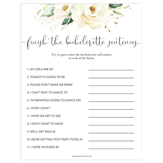 finish the bachelorette sentences game, Printable bachelorette games, floral bachelorette, floral hen party games, fun hen party games, bachelorette game ideas, floral adult party games, naughty hen games, naughty bachelorette games