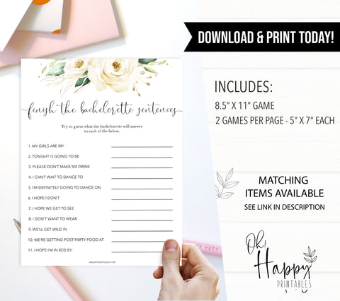 finish the bachelorette sentences game, Printable bachelorette games, floral bachelorette, floral hen party games, fun hen party games, bachelorette game ideas, floral adult party games, naughty hen games, naughty bachelorette games