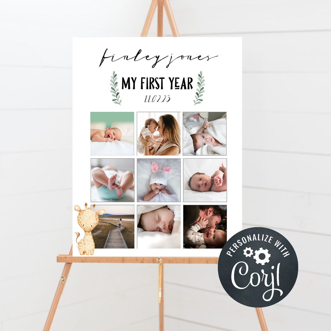 editable wild one first birthday photo collage, editable photo collage, printable photo collage, wild one birthday theme, where the wild one birthday