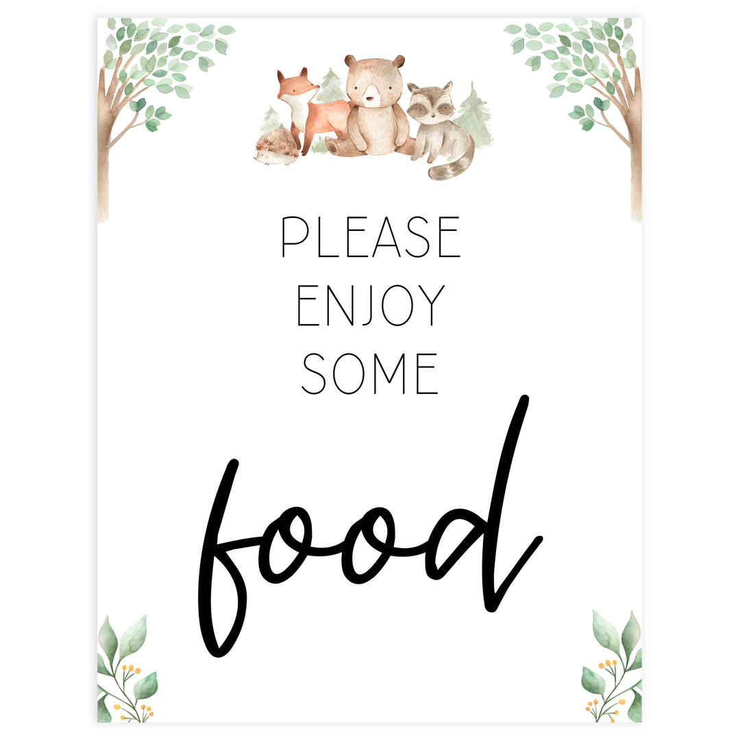 food baby shower table signs, Woodland animals baby decor, printable baby table signs, printable baby decor, baby woodland animals table signs, fun baby signs, baby woodland animals fun baby table signs