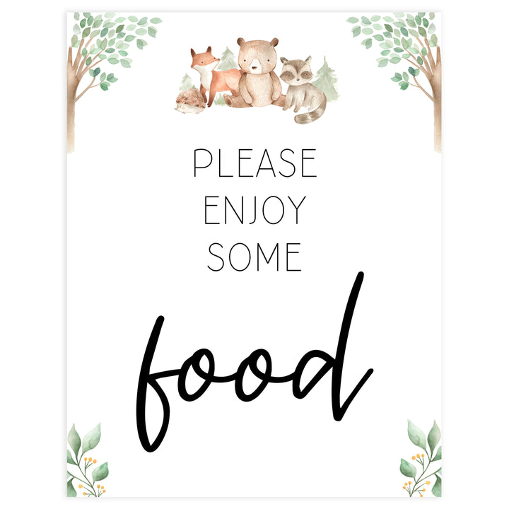 food baby shower table signs, Woodland animals baby decor, printable baby table signs, printable baby decor, baby woodland animals table signs, fun baby signs, baby woodland animals fun baby table signs