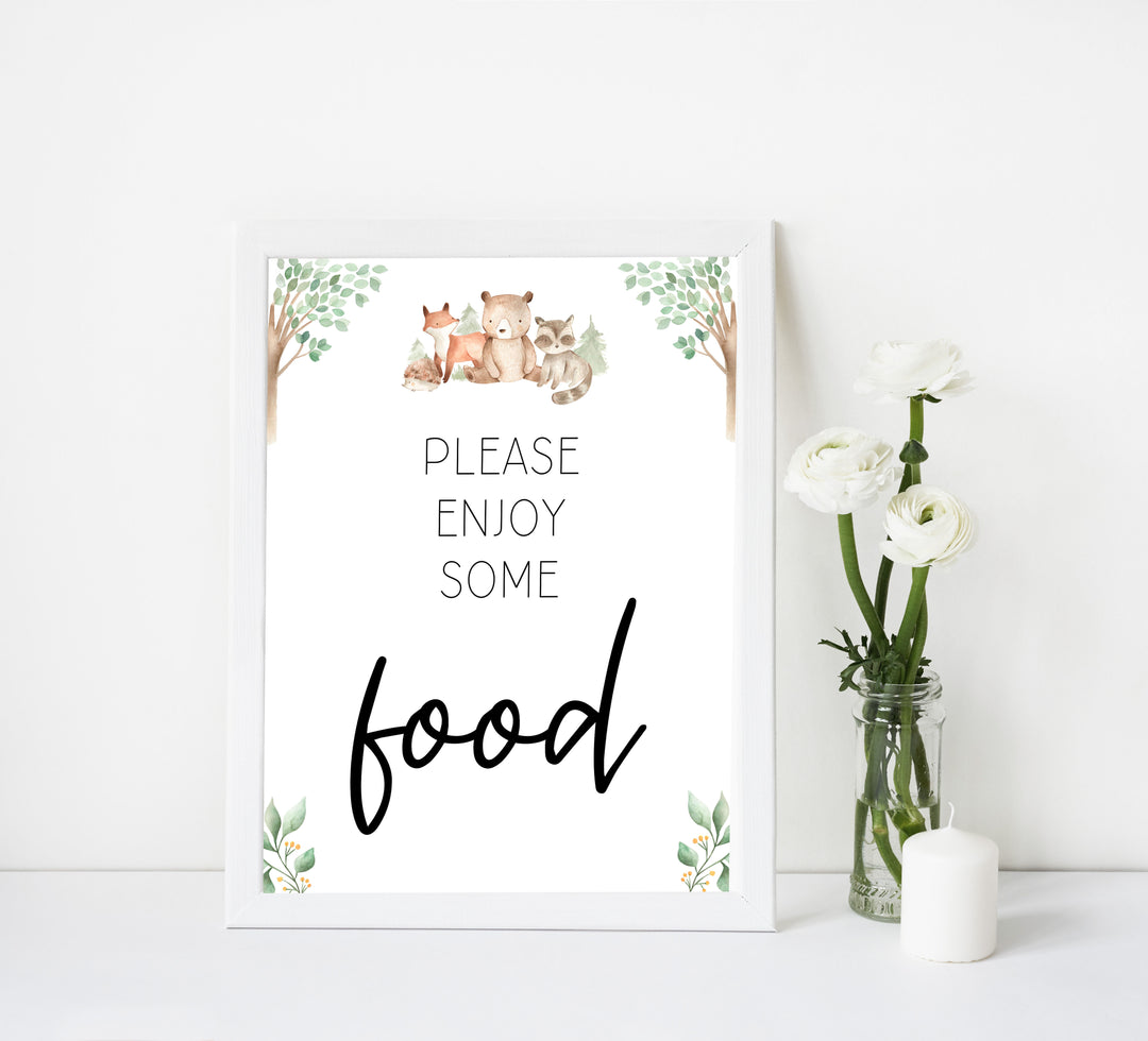 food baby shower table signs, Woodland animals baby decor, printable baby table signs, printable baby decor, baby woodland animals table signs, fun baby signs, baby woodland animals fun baby table signs