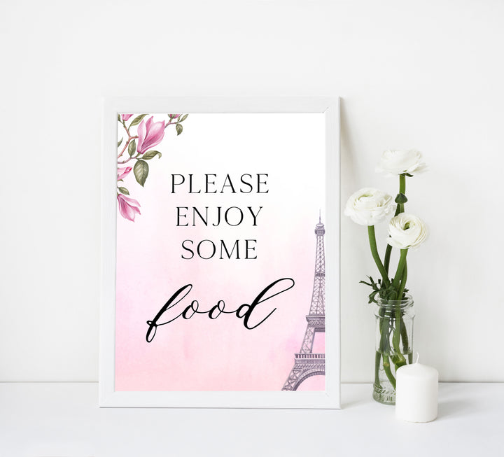 food baby shower tables signs,  Paris baby shower games, printable baby shower games, Parisian baby shower games, fun baby shower games