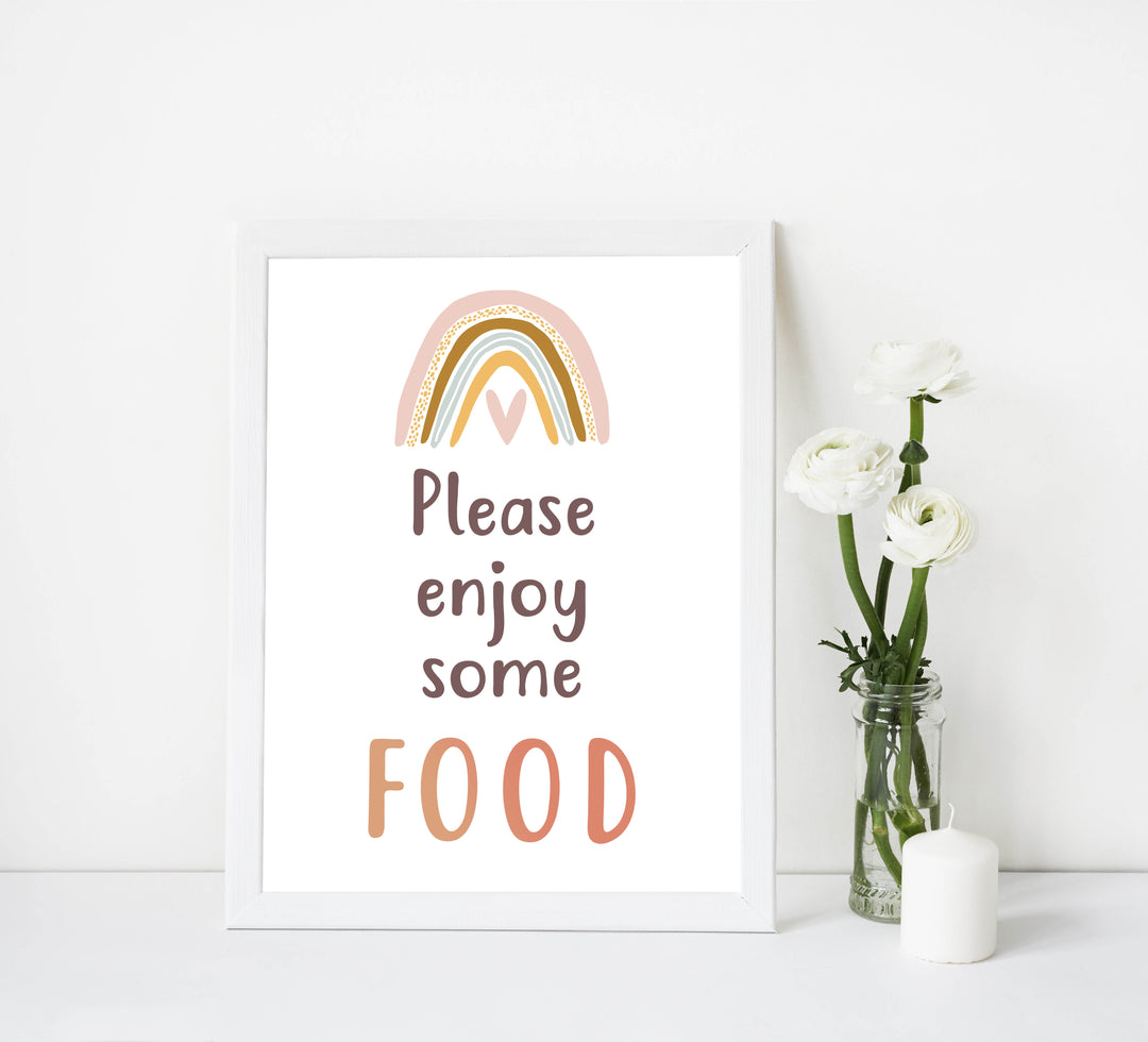 food baby shower table sign, Boho rainbow baby decor, printable baby table signs, printable baby decor, baby boho rainbow table signs, fun baby signs, baby boho rainbow fun baby table signs